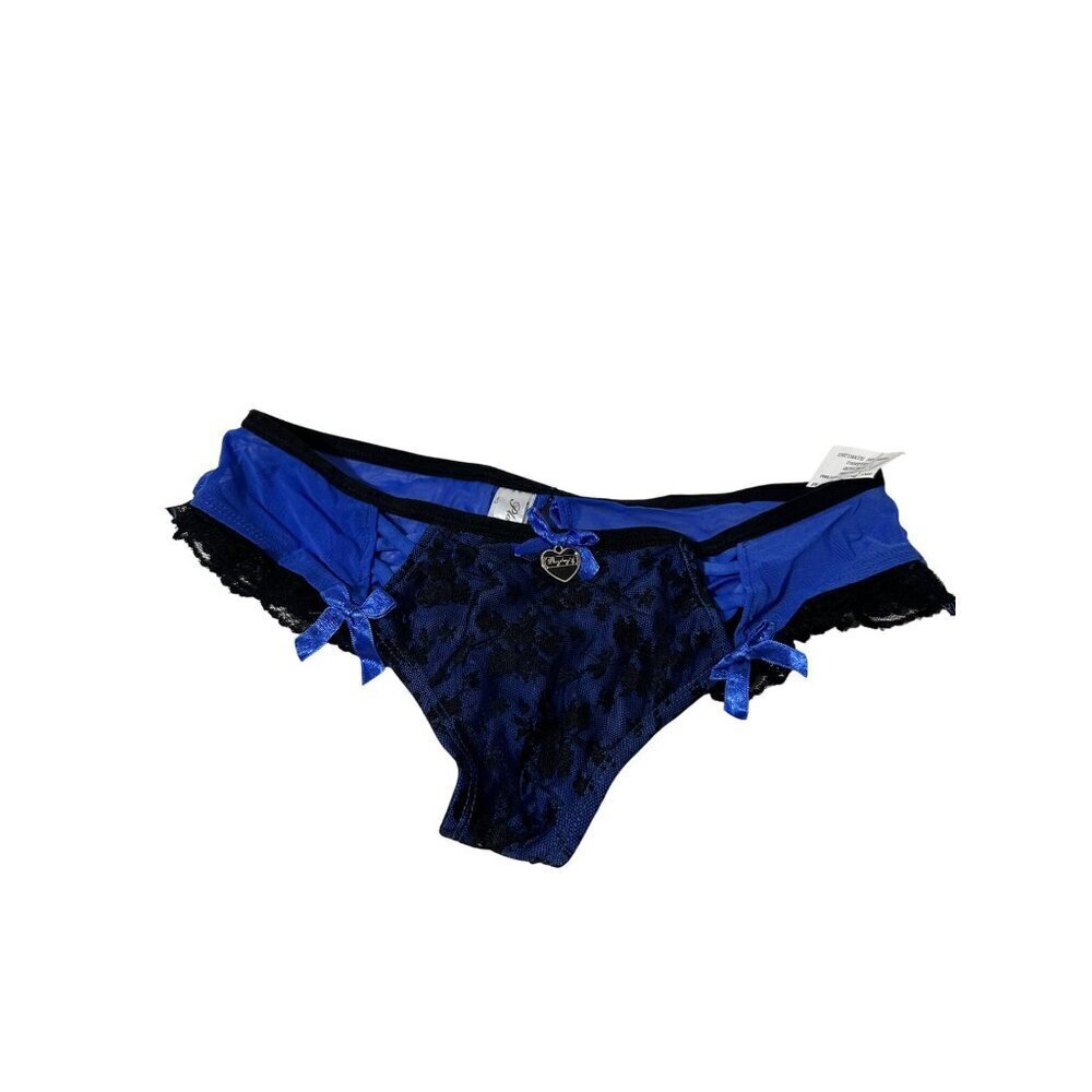 Playboy Women's lace trim checkers panties size L NWT